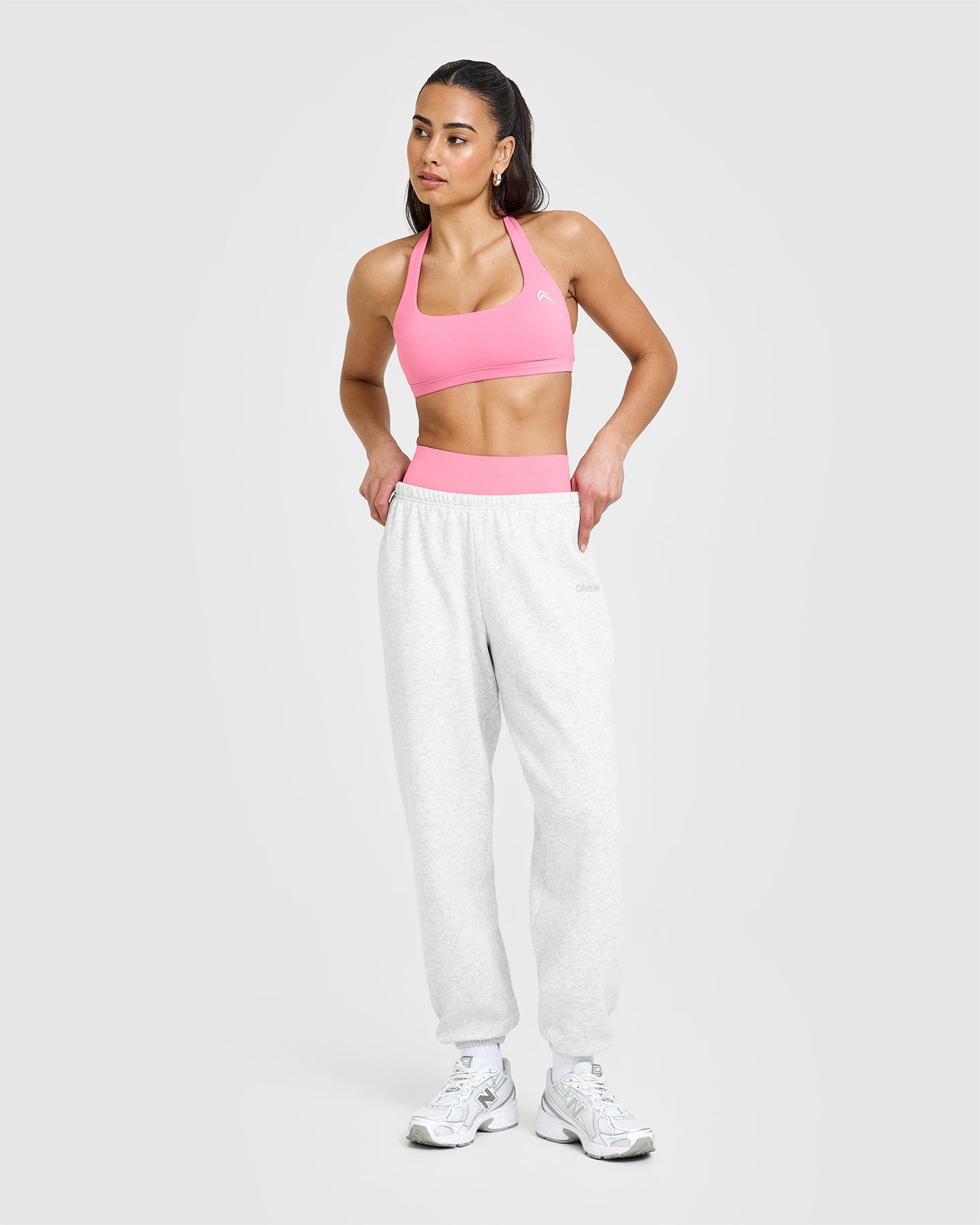 EasyLiftâ„¢ Halter Bralette with White Logo | Peony Pink