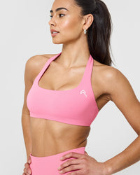 EasyLiftâ„¢ Halter Bralette with White Logo | Peony Pink