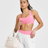 EasyLiftâ„¢ Halter Bralette with White Logo | Peony Pink