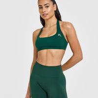 EasyLift™ Halter Bralette with White Logo | Racing Green