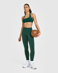 EasyLift™ Halter Bralette with White Logo | Racing Green
