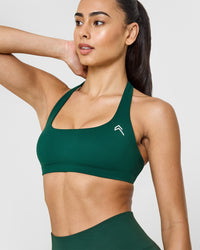 EasyLift™ Halter Bralette with White Logo | Racing Green
