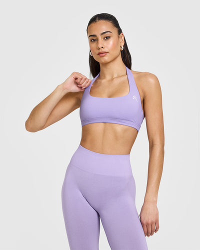 EasyLiftâ„¢ Halter Bralette with White Logo | Wisteria Purple