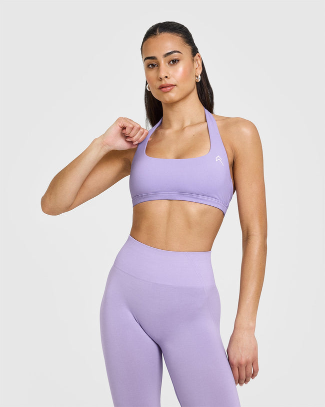 EasyLiftâ„¢ Halter Bralette with White Logo | Wisteria Purple