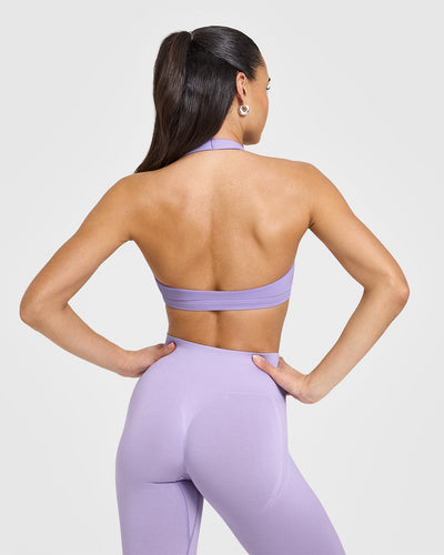 EasyLiftâ„¢ Halter Bralette with White Logo | Wisteria Purple