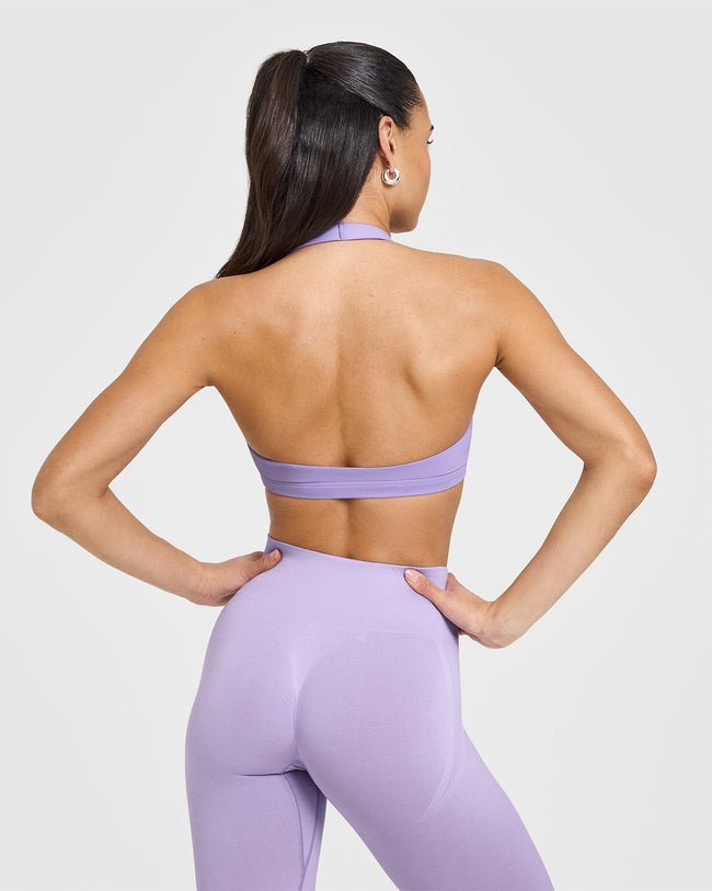 EasyLiftâ„¢ Halter Bralette with White Logo | Wisteria Purple