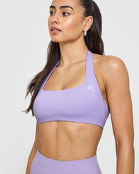 EasyLiftâ„¢ Halter Bralette with White Logo | Wisteria Purple