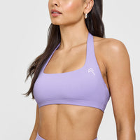 EasyLiftâ„¢ Halter Bralette with White Logo | Wisteria Purple