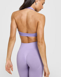 EasyLiftâ„¢ Halter Bralette with White Logo | Wisteria Purple