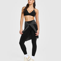 EasyLift™ Ultra Minimal V Neck Bralette with White Logo | Black