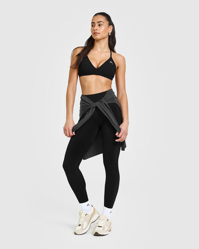 EasyLift™ Ultra Minimal V Neck Bralette with White Logo | Black
