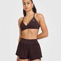EasyLift™ Ultra Minimal V Neck Bralette with White Logo | Plum Brown