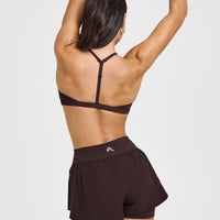 EasyLift™ Ultra Minimal V Neck Bralette with White Logo | Plum Brown