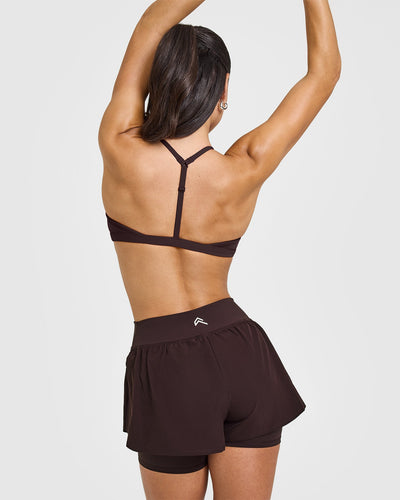EasyLift™ Ultra Minimal V Neck Bralette with White Logo | Plum Brown