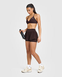 EasyLift™ Ultra Minimal V Neck Bralette with White Logo | Plum Brown