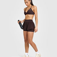 EasyLift™ Ultra Minimal V Neck Bralette with White Logo | Plum Brown