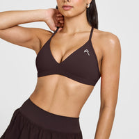 EasyLift™ Ultra Minimal V Neck Bralette with White Logo | Plum Brown