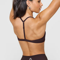 EasyLift™ Ultra Minimal V Neck Bralette with White Logo | Plum Brown
