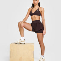 EasyLift™ Ultra Minimal V Neck Bralette with White Logo | Plum Brown