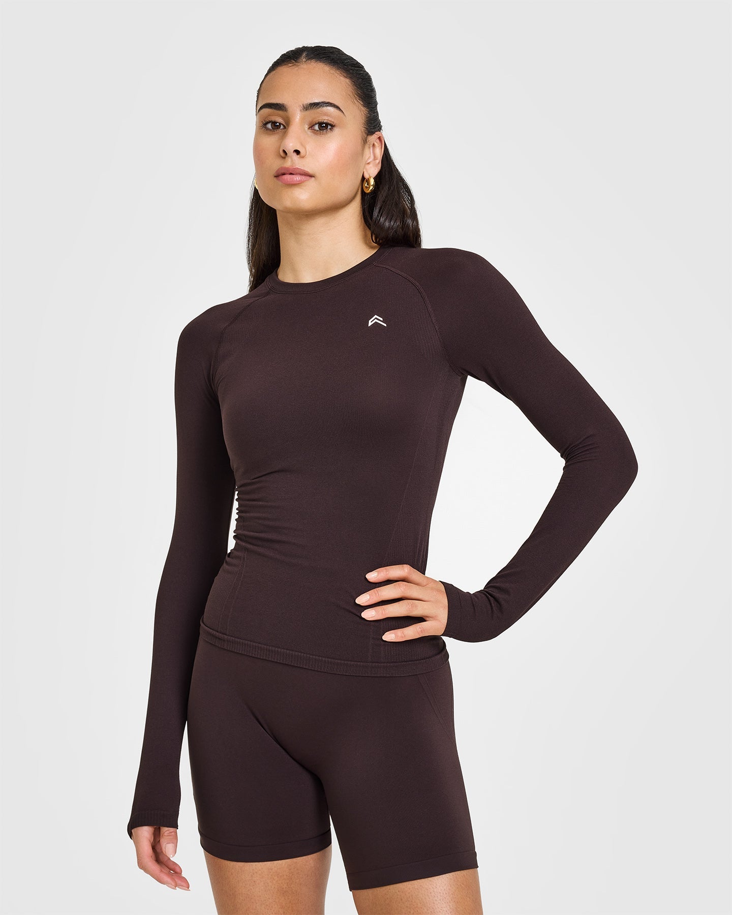 Go To Seamless Fitted Long Sleeve Top | Plum Brown