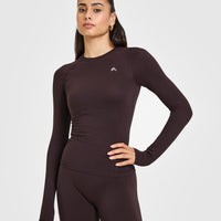 Go To Seamless Fitted Long Sleeve Top | Plum Brown