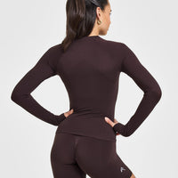 Go To Seamless Fitted Long Sleeve Top | Plum Brown
