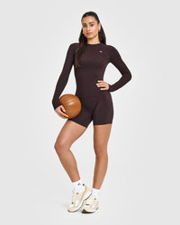 Go To Seamless Fitted Long Sleeve Top | Plum Brown