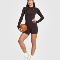 Go To Seamless Fitted Long Sleeve Top | Plum Brown