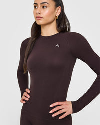 Go To Seamless Fitted Long Sleeve Top | Plum Brown