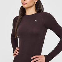 Go To Seamless Fitted Long Sleeve Top | Plum Brown
