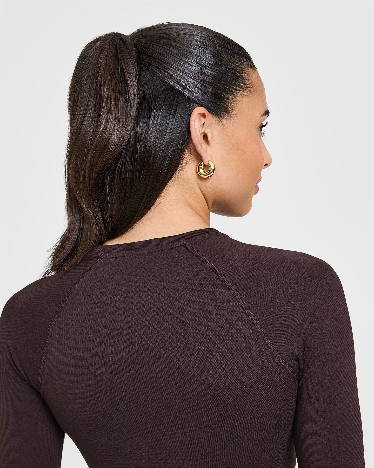 Go To Seamless Fitted Long Sleeve Top | Plum Brown
