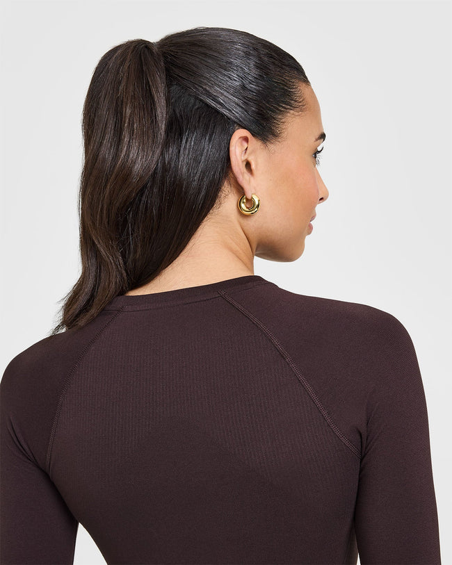 Go To Seamless Fitted Long Sleeve Top | Plum Brown