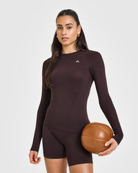 Go To Seamless Fitted Long Sleeve Top | Plum Brown