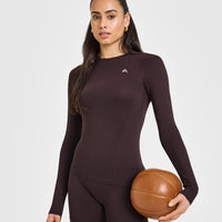 Go To Seamless Fitted Long Sleeve Top | Plum Brown