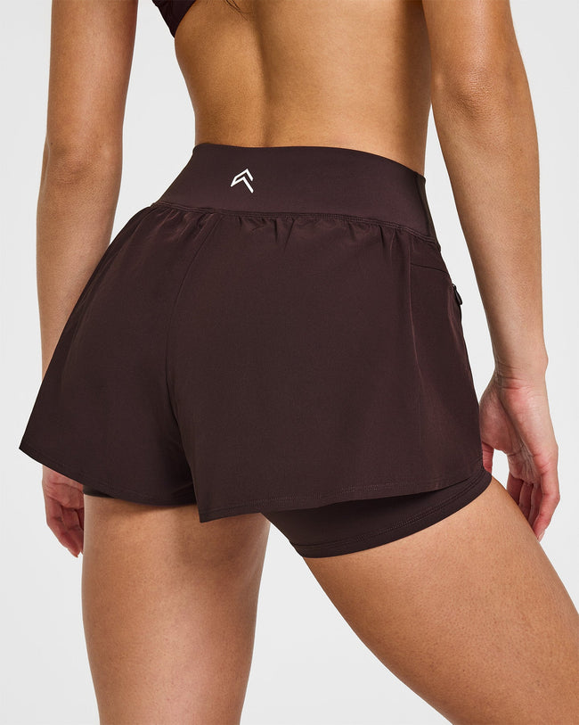 Unified Double Layer Shorts 5" | Plum Brown