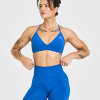 EasyLiftâ„¢ Ultra Minimal V Neck Bralette with White Logo | Oasis Blue