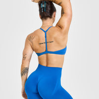 EasyLiftâ„¢ Ultra Minimal V Neck Bralette with White Logo | Oasis Blue