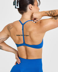 EasyLiftâ„¢ Ultra Minimal V Neck Bralette with White Logo | Oasis Blue