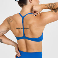 EasyLiftâ„¢ Ultra Minimal V Neck Bralette with White Logo | Oasis Blue