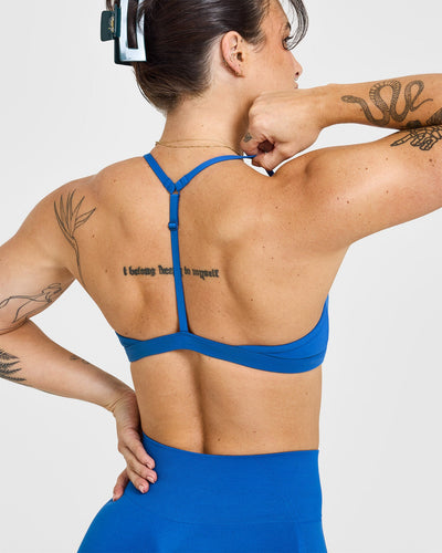 EasyLiftâ„¢ Ultra Minimal V Neck Bralette with White Logo | Oasis Blue