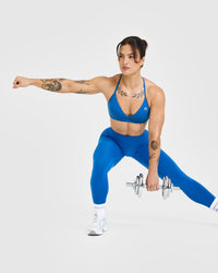 EasyLiftâ„¢ Ultra Minimal V Neck Bralette with White Logo | Oasis Blue
