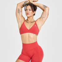 EasyLiftâ„¢ Ultra Minimal V Neck Bralette with White Logo | Washed Sweet Red
