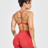 EasyLiftâ„¢ Ultra Minimal V Neck Bralette with White Logo | Washed Sweet Red