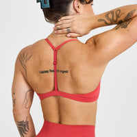 EasyLiftâ„¢ Ultra Minimal V Neck Bralette with White Logo | Washed Sweet Red