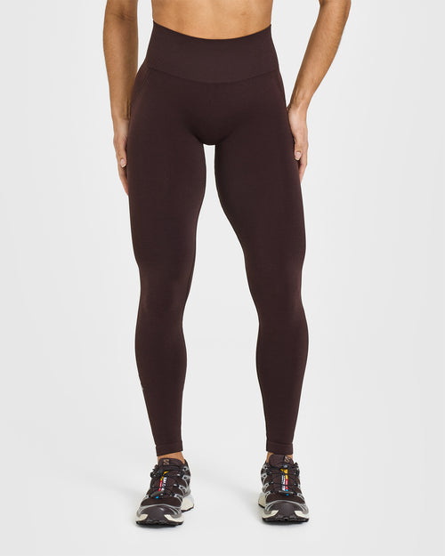 Oner Modal Effortless Seamless Leggings with White Logo | Plum Brown