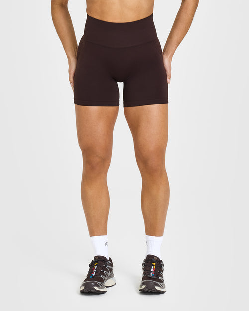 Oner Modal Effortless Seamless Shorts with White Logo | Plum Brown