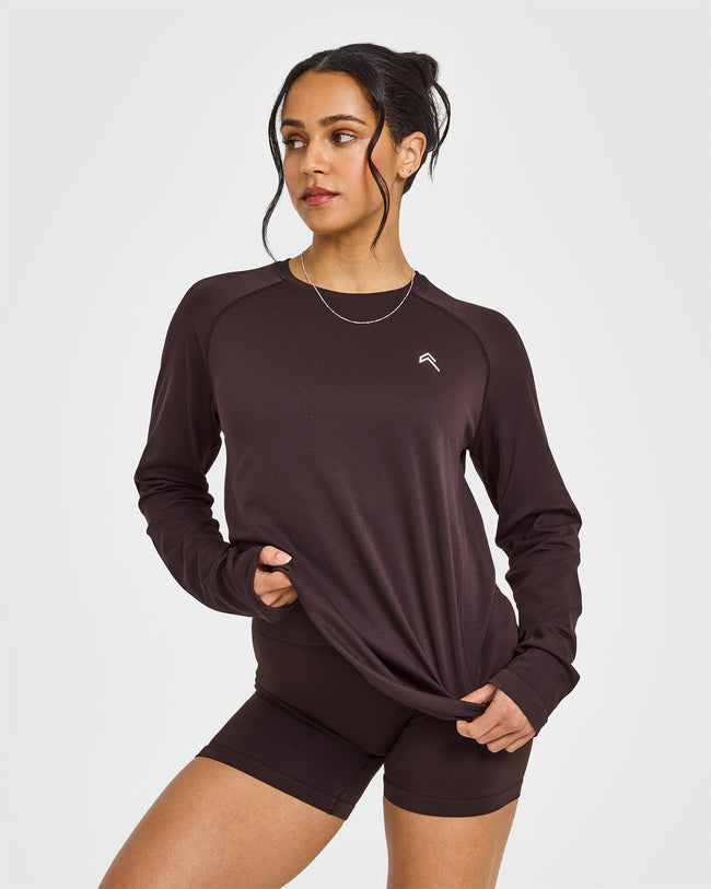 Go To Seamless Loose Long Sleeve Top | Plum Brown