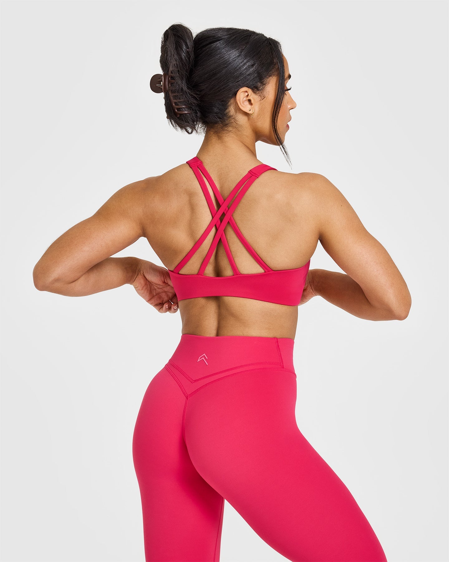 EasyLiftâ„¢ High Neck Sports Bra with White Logo | Berry Bloom