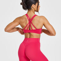 EasyLiftâ„¢ High Neck Sports Bra with White Logo | Berry Bloom