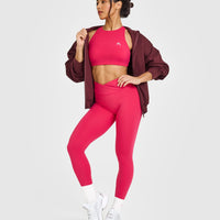 EasyLiftâ„¢ High Neck Sports Bra with White Logo | Berry Bloom